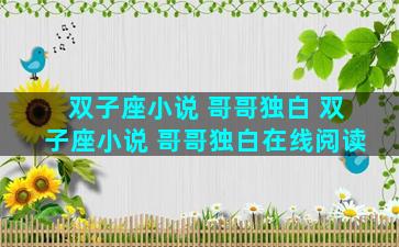 双子座小说 哥哥独白 双子座小说 哥哥独白在线阅读